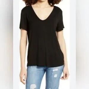 Classic Black V-Neck Women's Top